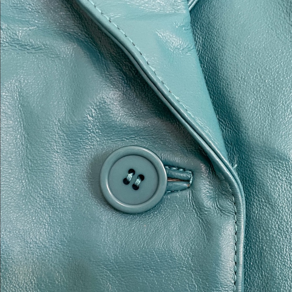 Vintage Teal Women's Leather Jacket with matching shell - Picture 4 of 9